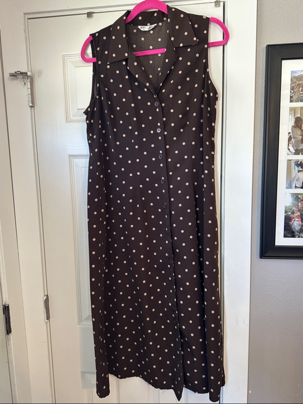 Vintage Studio I Brown Polka Dot Sleeveless Button-Front Dress